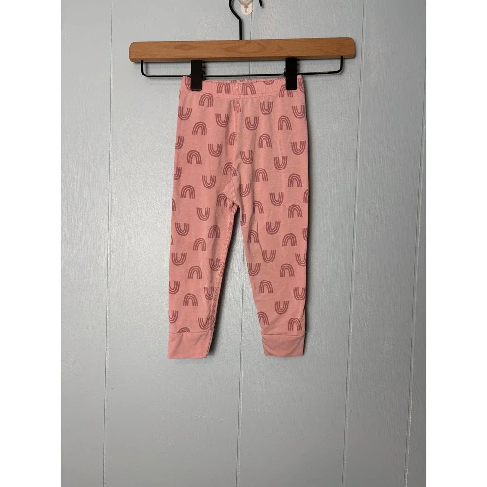 Hanna Andersson Hannasoft Pink Rainbow Tencel Pajama Set Kids Size 2T 85cm